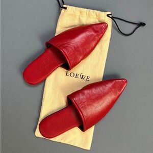 Like New Loewe Red Leather Pointed Slide